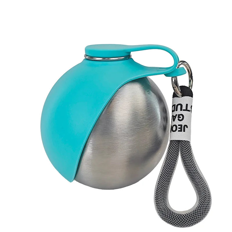 Edelstahl-Hundetrinkflasche 285 ml – tragbare, auslaufsichere 2-in-1-Wasserflasche mit Silikonnapf für Hunde, ideal für unterwegs, Reisen und Spaziergänge.