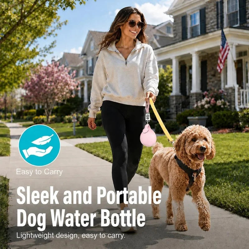 Edelstahl-Hundetrinkflasche 285 ml – tragbare, auslaufsichere 2-in-1-Wasserflasche mit Silikonnapf für Hunde, ideal für unterwegs, Reisen und Spaziergänge.